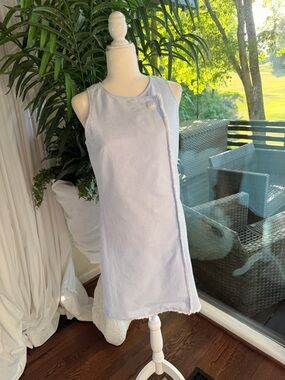 Sara Campbell Pale Blue Sleeveless Shift Dress with Front Button